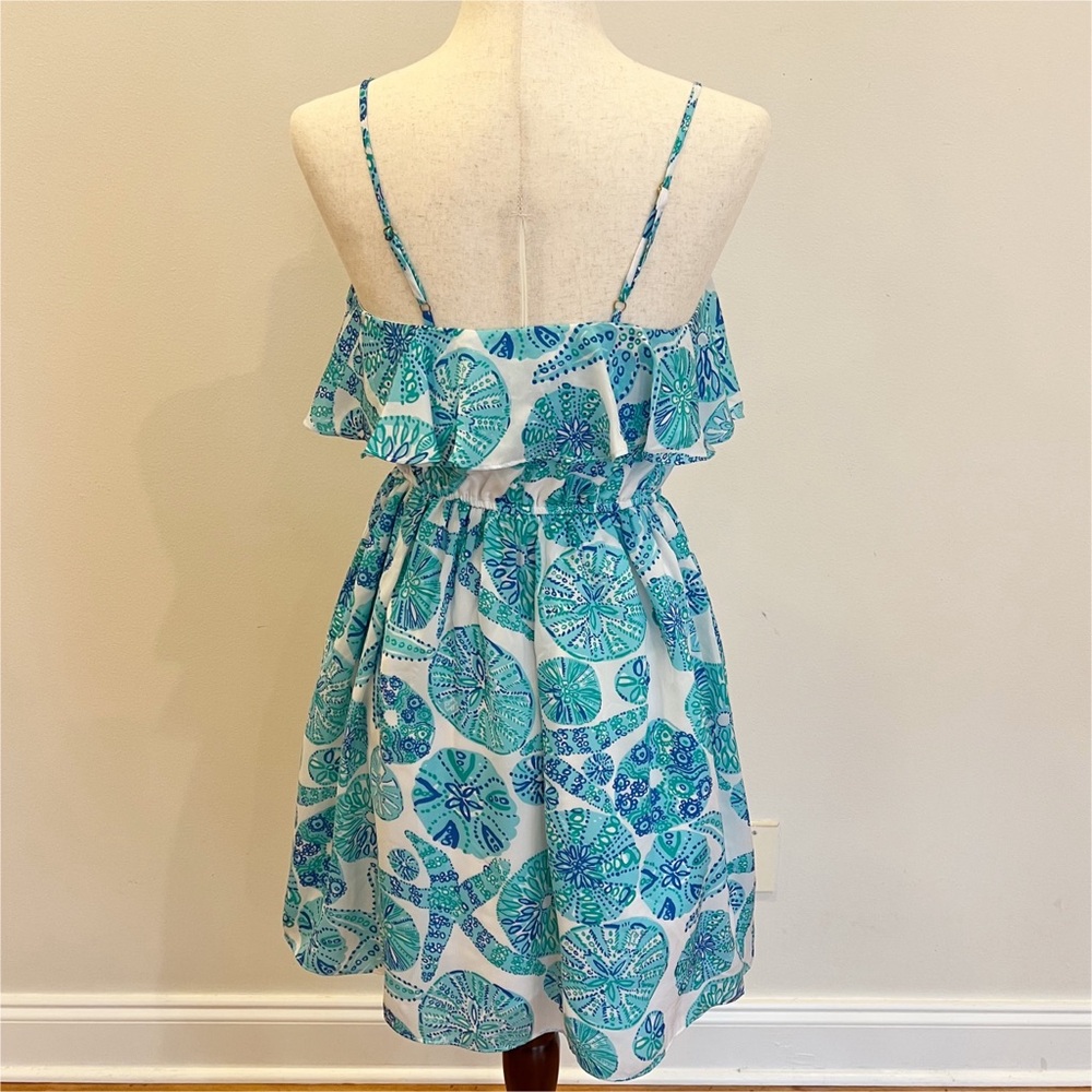 Lilly Pulitzer Sleeveless Ruffle Top Mini Dress Extra Small Sea Life Print Beach - Picture 2 of 13